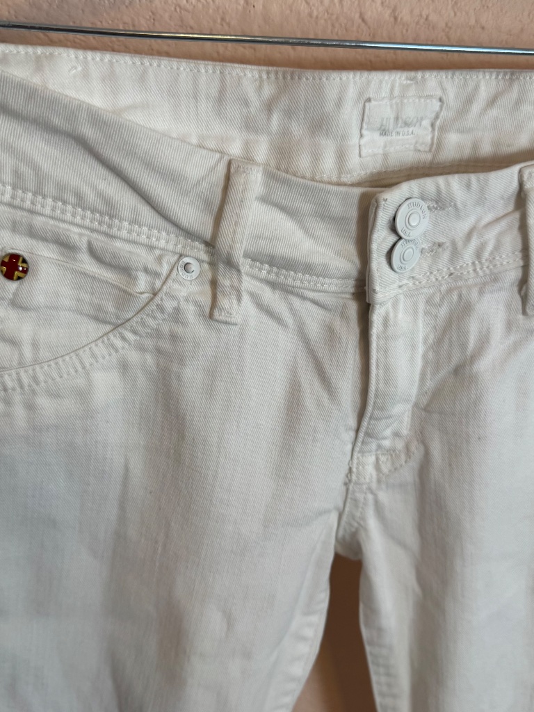 Hudson Staple Summer Jeans Women's Sz 27 Beth Crop Baby Boot Flap Pockets, White — image 4 of 8